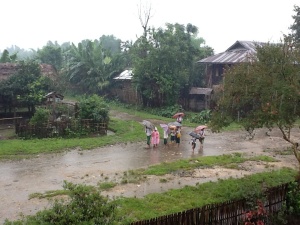 Rainy day in Kachin State, just outside the Culture Committee Chairman's house.